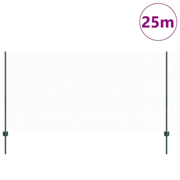 vidaXL Zaun mit Pfosten Gr&uuml;n 1,2 x 25 m Stahl