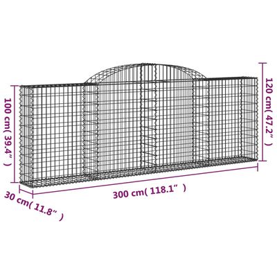 vidaXL Gabionen mit Hochbogen 13 Stk 300x30x100/120cm Verzinktes Eisen