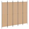 vidaXL 5-teiliger Raumteiler Beige 250 x 220 cm Stoff