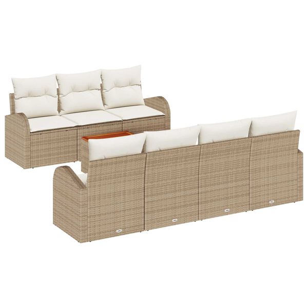 vidaXL Gartensofa-set mit Speicher 8 pcs Beige und Creme Poly-Rattan