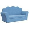 vidaXL Kinder-Schlafsofa 2-Sitzer Blau Weicher Pl&uuml;sch