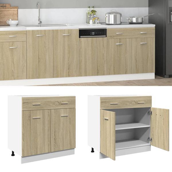 vidaXL Schubunterschrank Lyon Sonoma-Eiche 80x46x81,5 cm Holzwerkstoff