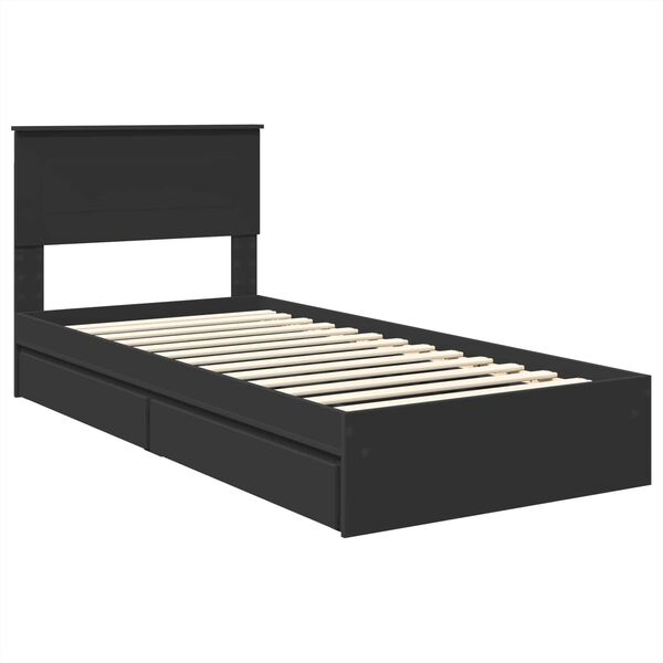 vidaXL Aufbewahrungsbett Schwarz 75 x 190 cm Holzwerkstoff