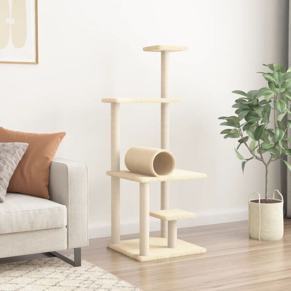 vidaXL Kratzbaum mit Sisal-Kratzs&auml;ulen Creme 136 cm