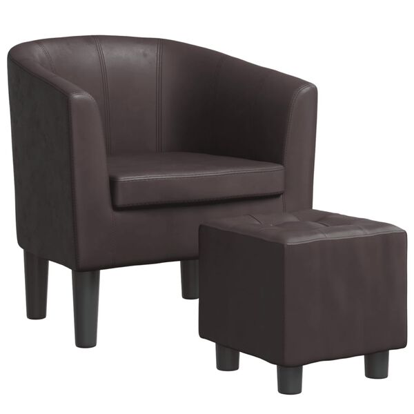 vidaXL Clubsessel mit Fu&szlig;hocker Braun Kunstleder