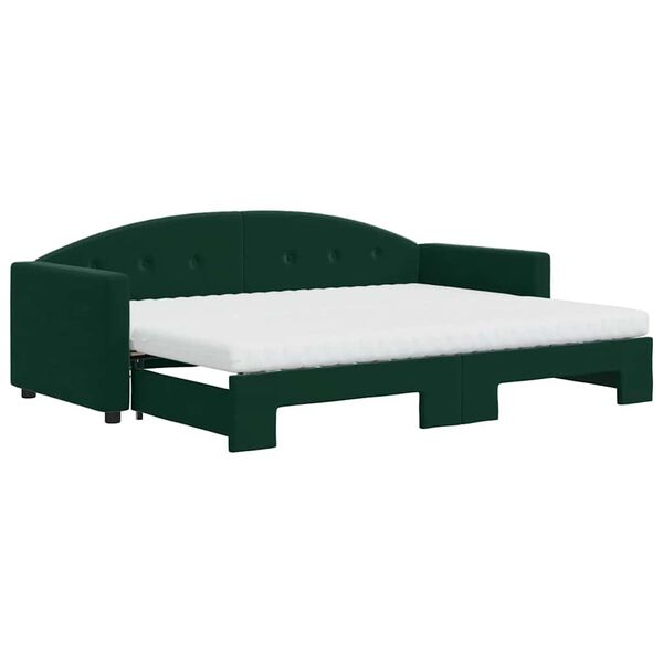 vidaXL Tagesbett Ausziehbar mit Matratzen Dunkelgr&uuml;n 80x200 cm Samt
