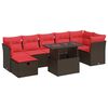 vidaXL 8-tlg. Garten-Sofagarnitur mit Kissen Braun Poly Rattan