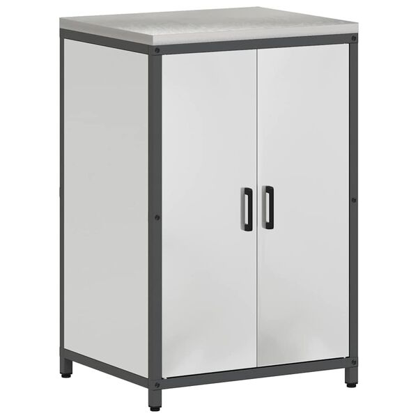 vidaXL K&uuml;chenaufbewahrung mit Regal Silber 60 x 50 x 92 cm Stahl