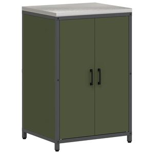 vidaXL K&uuml;chenaufbewahrung mit Regal Olive Gr&uuml;n 60 x 50 x 92 cm Stahl