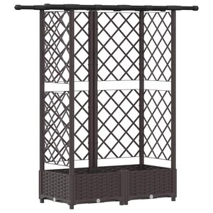 vidaXL Hochbeet mit Rankgitter und Dach Braun 124 x 40 x 121 cm PP