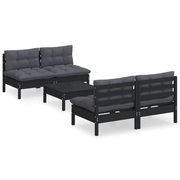 vidaXL 5-tlg. Garten-Lounge-Set mit Anthrazit Kissen Kiefernholz