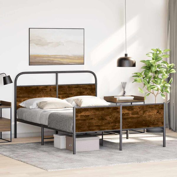 vidaXL Bettgestell ohne Matratze 135x190 cm Sonoma-Eiche Holzwerkstoff