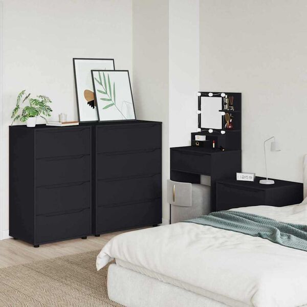 vidaXL Stauraumschr&auml;nke 2 pcs Schwarz 60 x 48 x 105 cm Holzwerkstoff