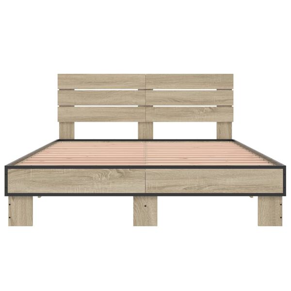 vidaXL Bettgestell Sonoma-Eiche 120x200 cm Holzwerkstoff und Metall