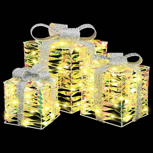 vidaXL Geschenkbox mit 60 LEDs 3 pcs Warmweiß 20 x 20 x 20 cm Haustier