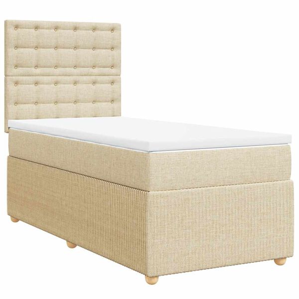 vidaXL Boxspringbett mit Matratze Creme 80x200 cm Stoff