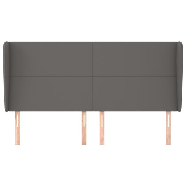 vidaXL Kopfteil mit Ohren Grau 183x23x118/128 cm Kunstleder