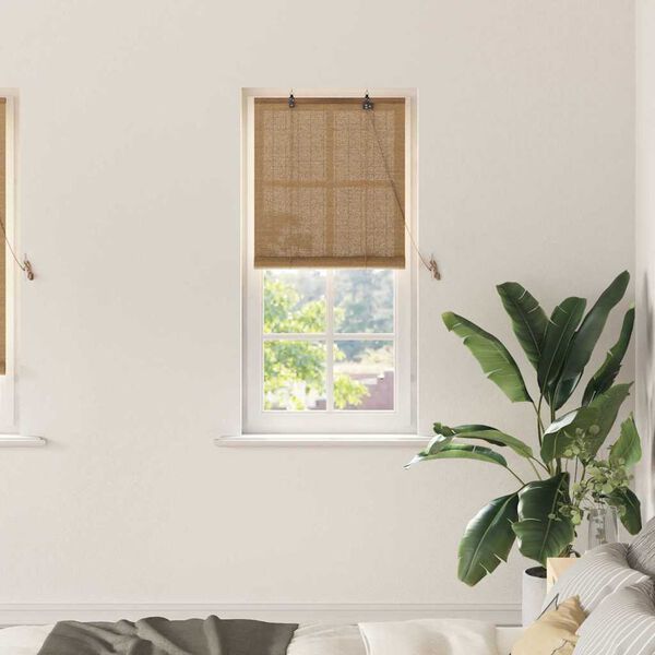 vidaXL Rollo mit Vorh&auml;ngen Braun 60 x 220 cm Bambus