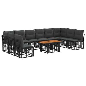 vidaXL Gartensofa-set 11 stk. Schwarz und Dunkelgrau 100 x 55 x 73 cm