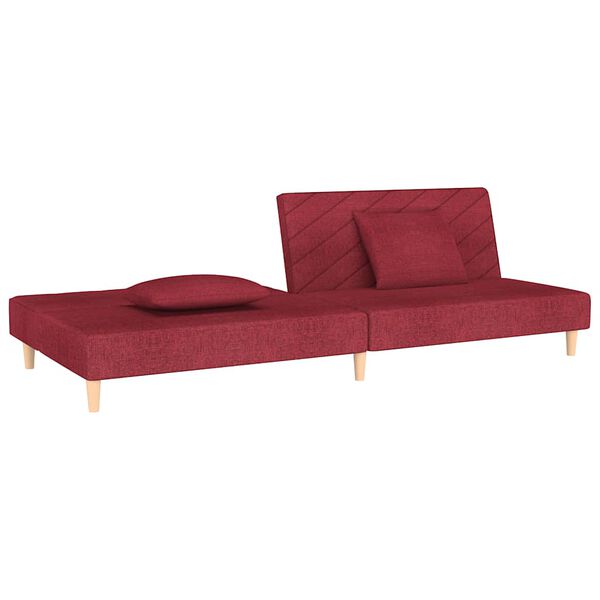 vidaXL Schlafsofa 2-Sitzer mit 2 Kissen Weinrot Stoff