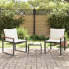 vidaXL M&ouml;belsets mit Kissen 3 pcs Schwarz und Cremewei&szlig; Rattan