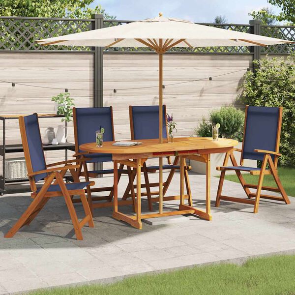 vidaXL Gartenst&uuml;hle 4 Stk. Klappbar Massivholz Akazie und Textilene