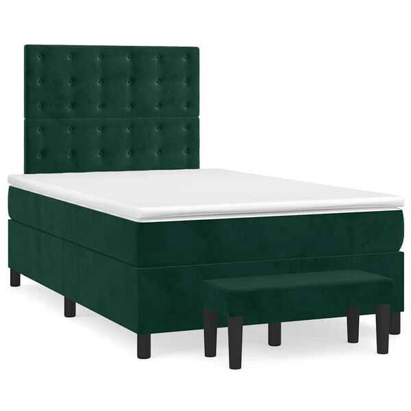 vidaXL Boxspringbett mit Matratze Dunkelgr&uuml;n 120x200 cm Samt