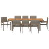vidaXL Garten Essgruppe 9 pcs Grau Poly-Rattan