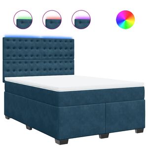 vidaXL Boxspringbett mit Matratze Blau 140x190 cm Samt