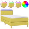 vidaXL Boxspringbett mit Matratze & LED Gr&uuml;n 100x200 cm Stoff