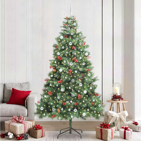 vidaXL K&uuml;nstlicher Weihnachtsbaum Gr&uuml;n 240 cm PVC und Metall
