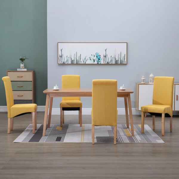 vidaXL Esszimmerst&uuml;hle 4 Stk. Gelb Stoff
