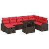 vidaXL Gartensofa-set 9 stk. Braun Poly-Rattan