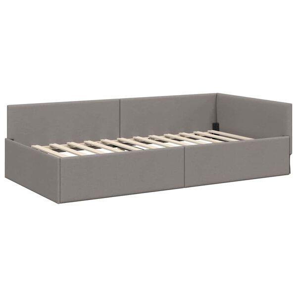 vidaXL Eckbettgestell mit Kopfteil Taupe 80 cm x 200 cm Samt