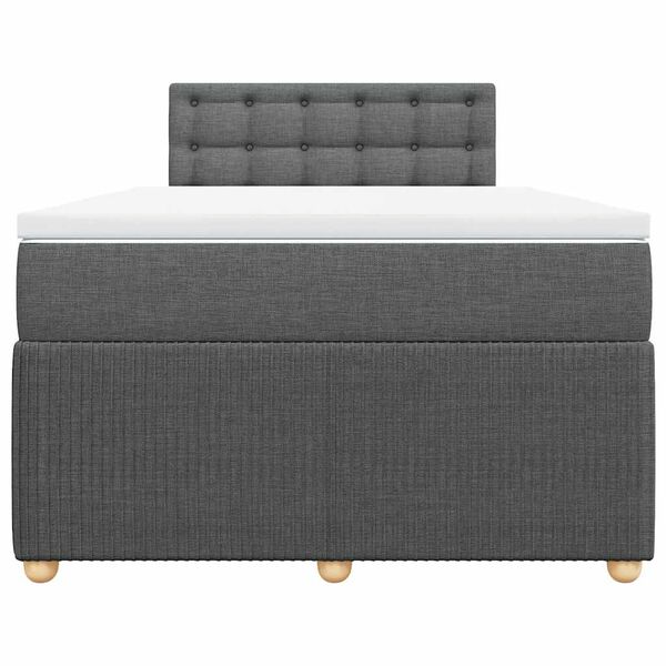 vidaXL Boxspringbett mit Matratze Dunkelgrau 120x190 cm Stoff
