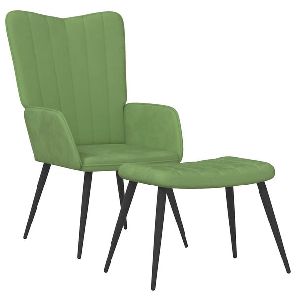 vidaXL Relaxsessel mit Hocker Hellgr&uuml;n Samt
