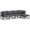 vidaXL Garten-Sofa-Set mit Kissen 5 pcs Schwarz Aluminium