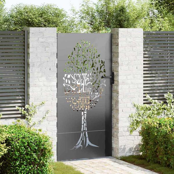 vidaXL Gartentor 85x200 cm Cortenstahl Baum-Design