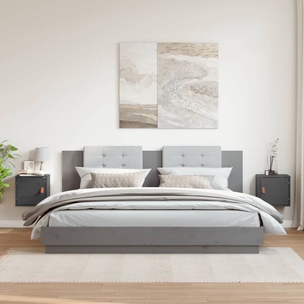 vidaXL Wandschr&auml;nke 2 Stk. Grau 31,5x30x30 cm Massivholz Kiefer