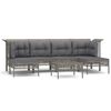 vidaXL 7-tlg. Garten-Lounge-Set mit Kissen Grau Poly Rattan