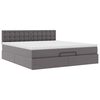 vidaXL Ottoman-Bett mit Matratzen & LEDs Grau 180x200 cm Kunstleder