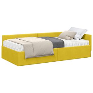 vidaXL Eckbettgestell mit Matratze Sonstiges 2 pcs Gelb Samt