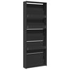 vidaXL Schuhschrank mit Spiegel 5 F&auml;cher Schwarz 63x17x169,5 cm