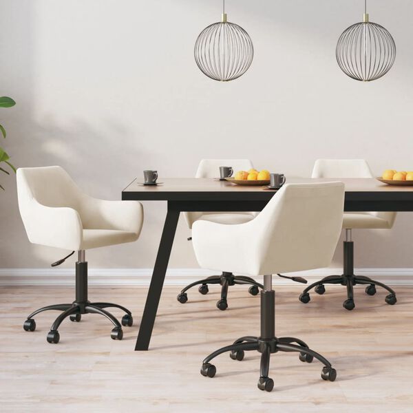 vidaXL Esszimmerst&uuml;hle 4 Stk. Drehbar Creme Samt