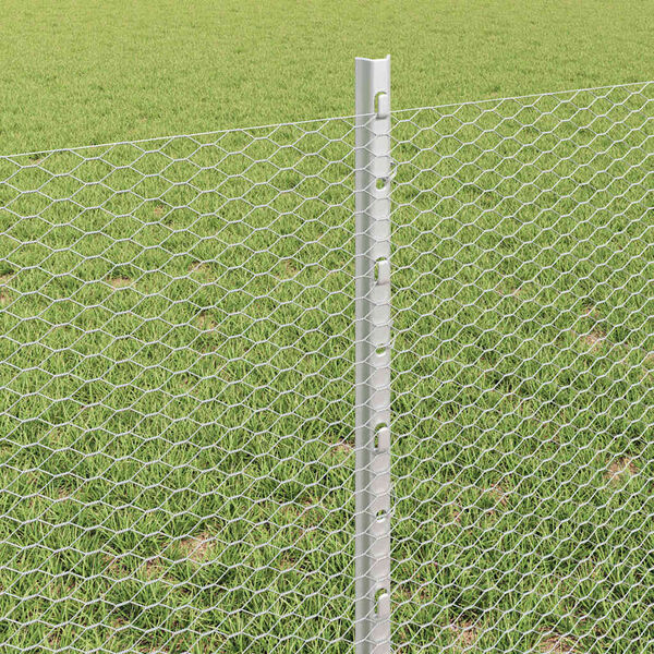 vidaXL Zaun mit Pfosten Silber 0,6 x 100 m Stahl