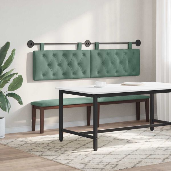 vidaXL H&auml;ngevorderseite Wandmontiert Meergr&uuml;n 190 x 55 x 7 cm Samt
