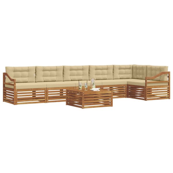 vidaXL Outdoor-Sofagarnitur mit Kissen 7 pcs Natur und Beige