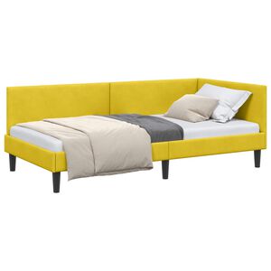 vidaXL Eckbettgestell mit Kopfteil Gelb 90 cm x 190 cm Samt