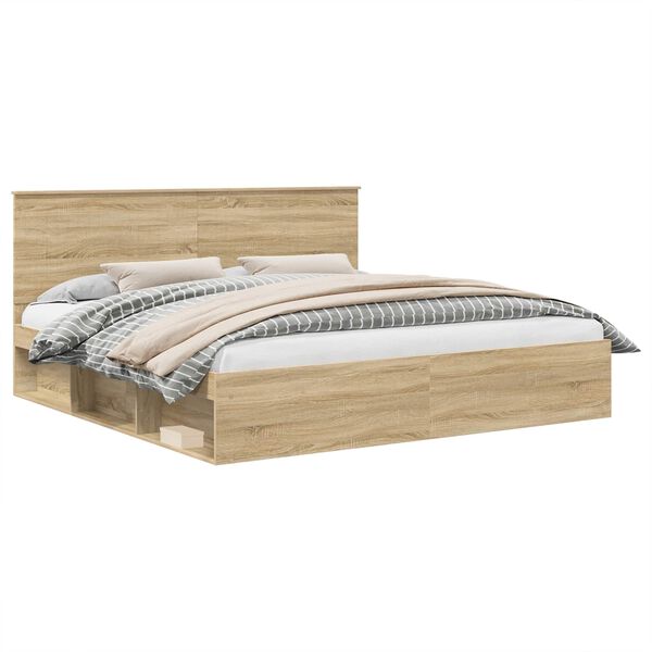 vidaXL Bettrahmen Sonoma 200 x 200 cm Massives Kiefernholz