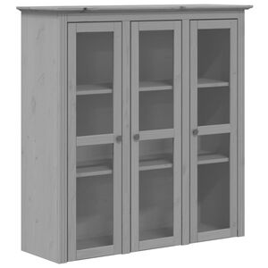 vidaXL Vitrinenschrank mit Glast&uuml;ren BODO Grau Massivholz Kiefer